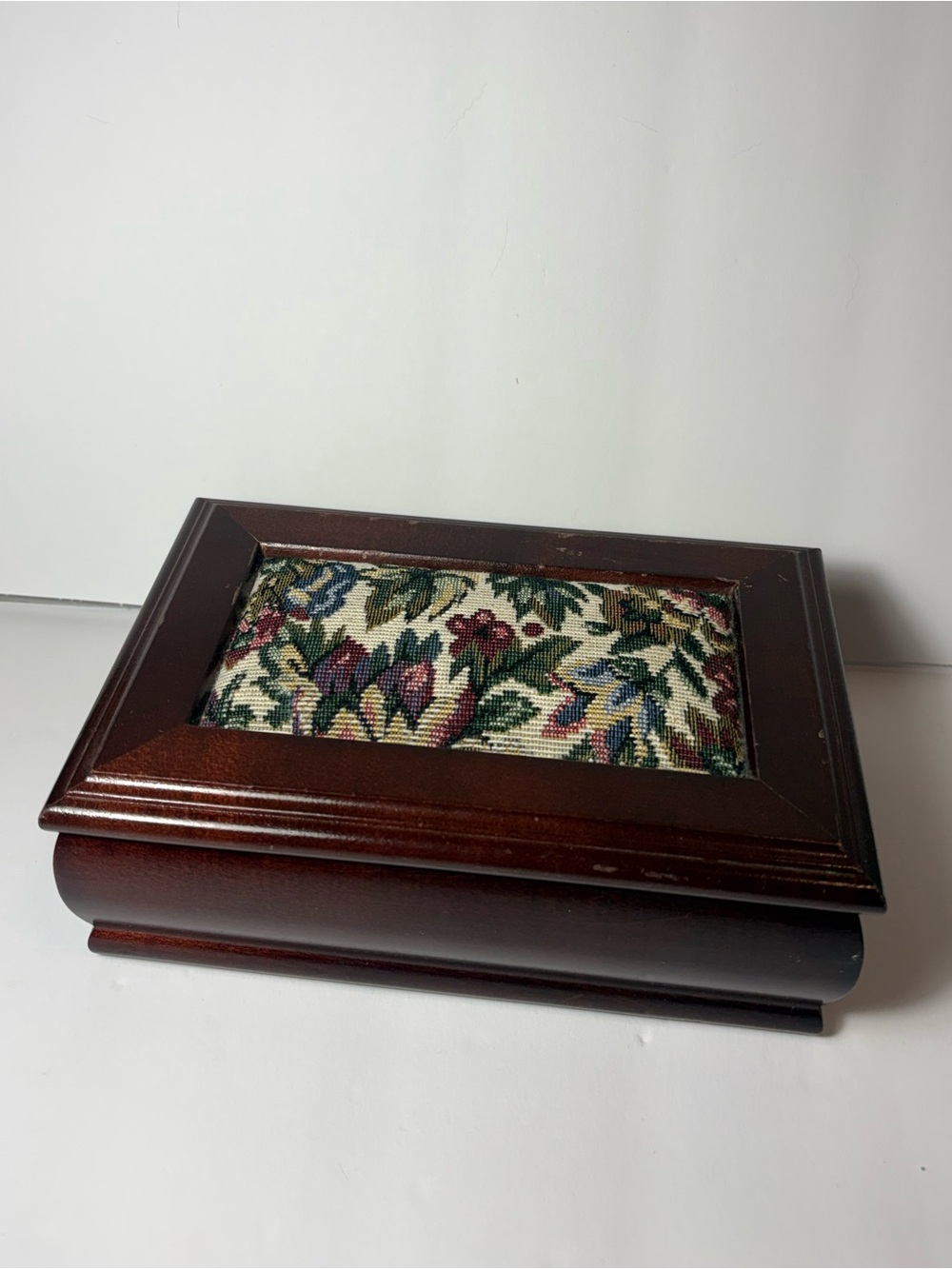Vintage Floral Tapestry Jewelry Box